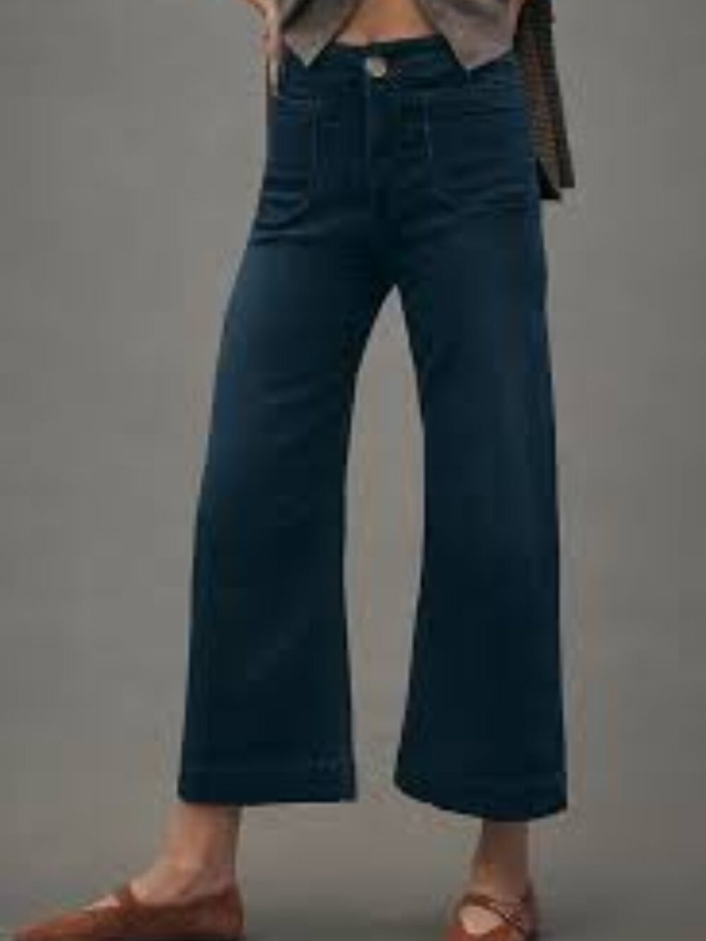 Maeve Colette Dark Blue Stretch Denim Wide Leg Pants 26